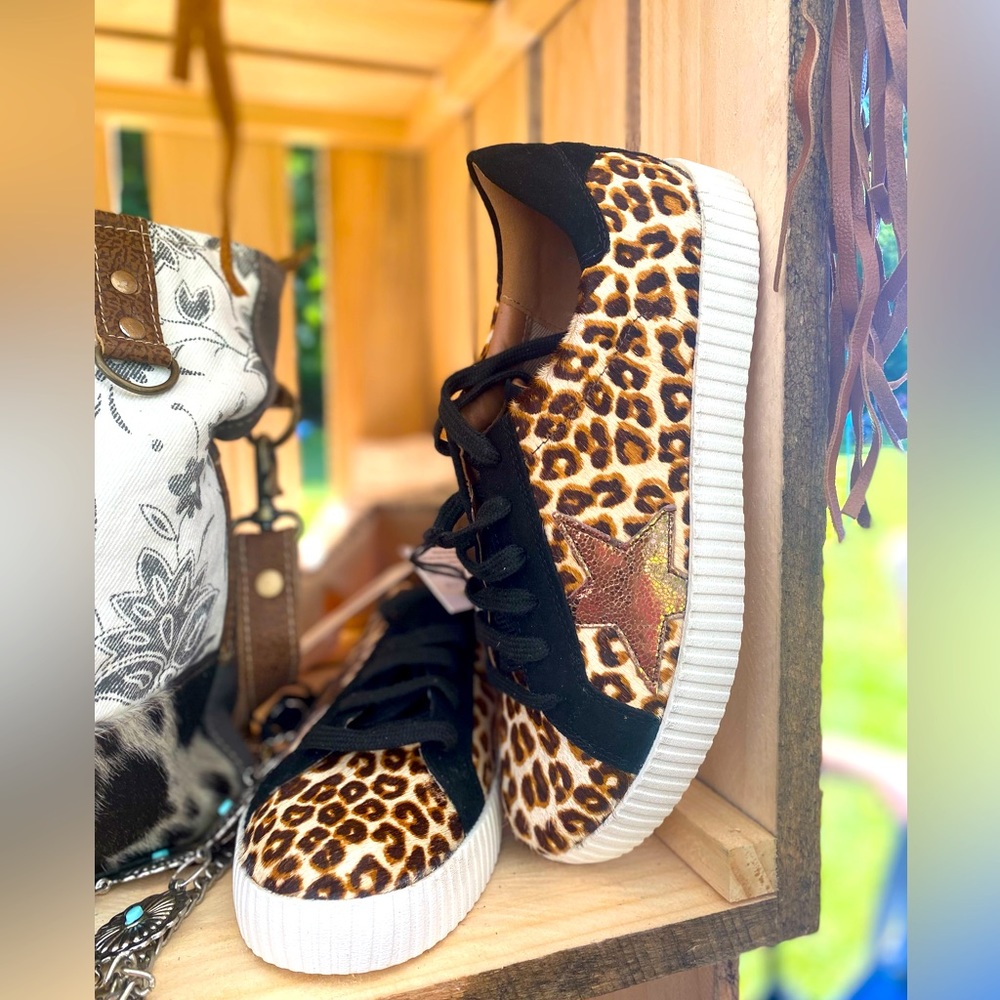 Myra Bag Blk Leopard Sneakers NWT